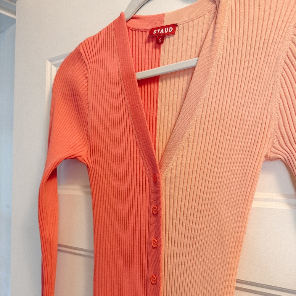 Staud Shoko Sweater Dress in Bittersweet Peach Light Pink Blush, Medium